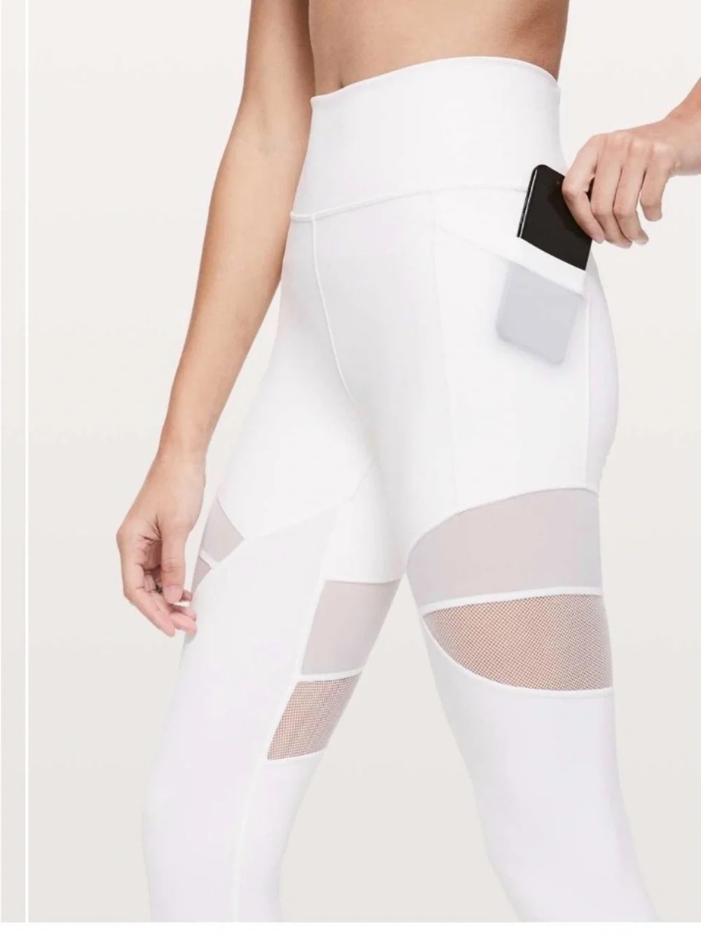 Lululemon Forget The Sweat Tight 25 White Mesh Leggings Size 6